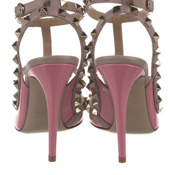 Valentino Pink and Tan Studded Heels, brand new! - Picture 4 of 7